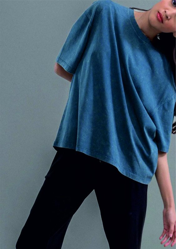 Royal Blue-Oversize Acid wash plain t shirt