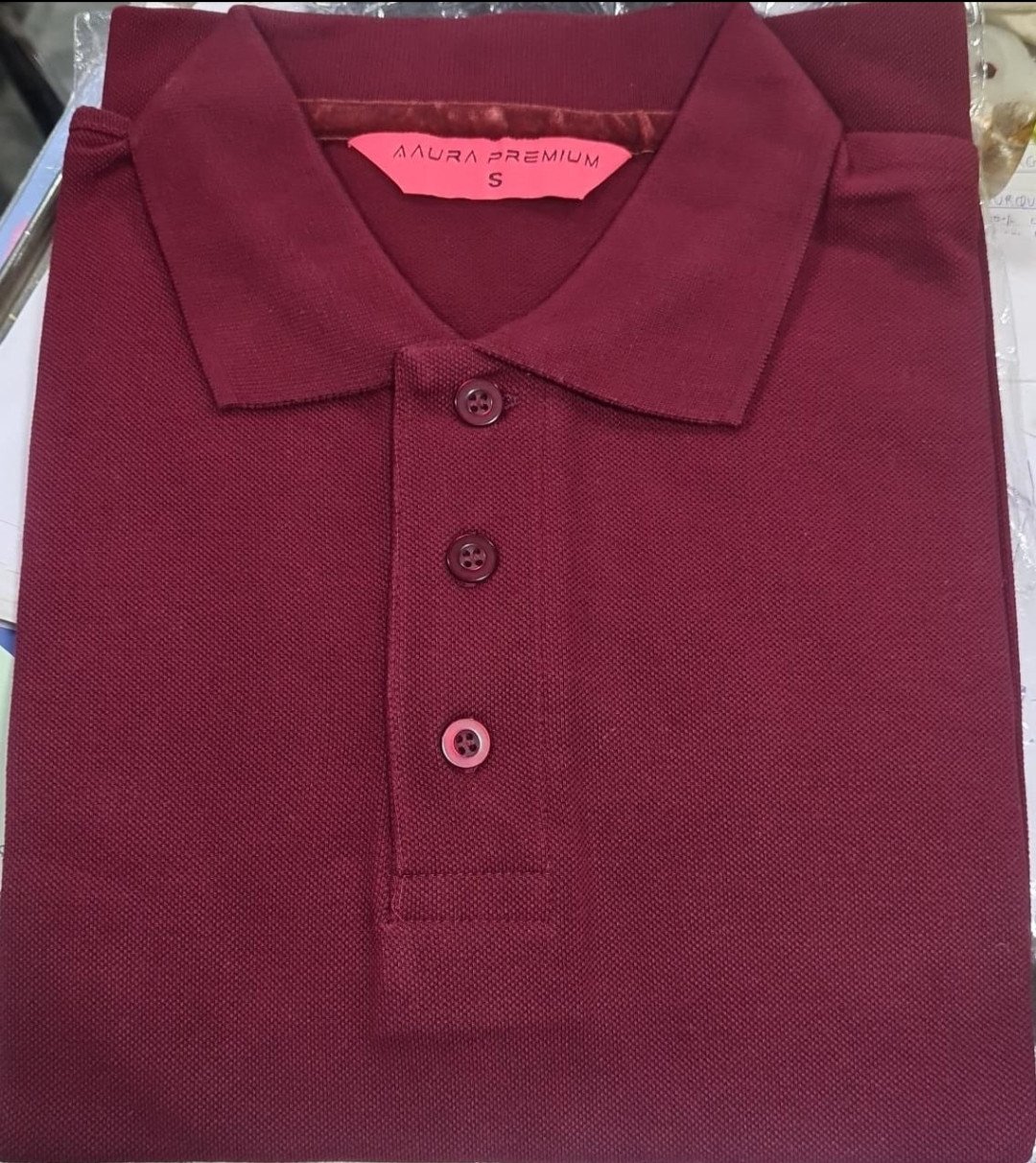 Maroon-Aura Premium Polo neck T-Shirt supplier - 280 Gsm