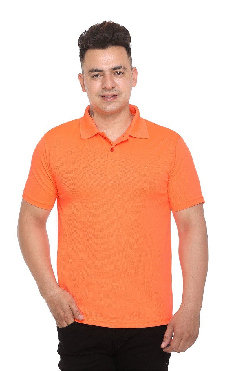 Orange -Sports Republic Acti-Play Dryfit Color Polo T-Shirts - Men
