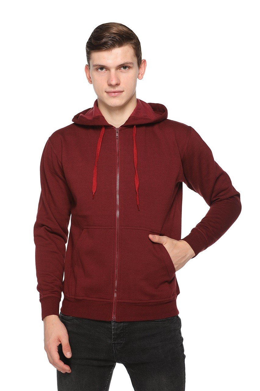 Maroon-Pikmee Zero Degree  Zipper Hoodie