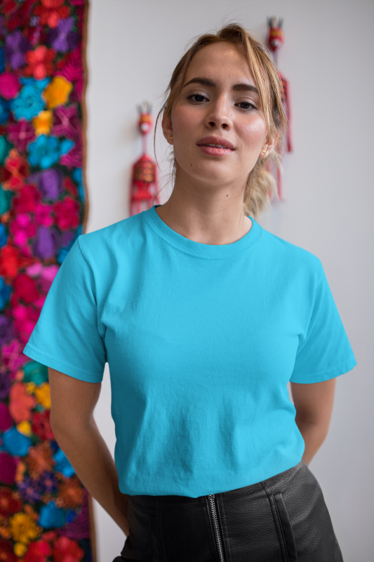 Sky Blue-Women's Unisex Plain T-shirt