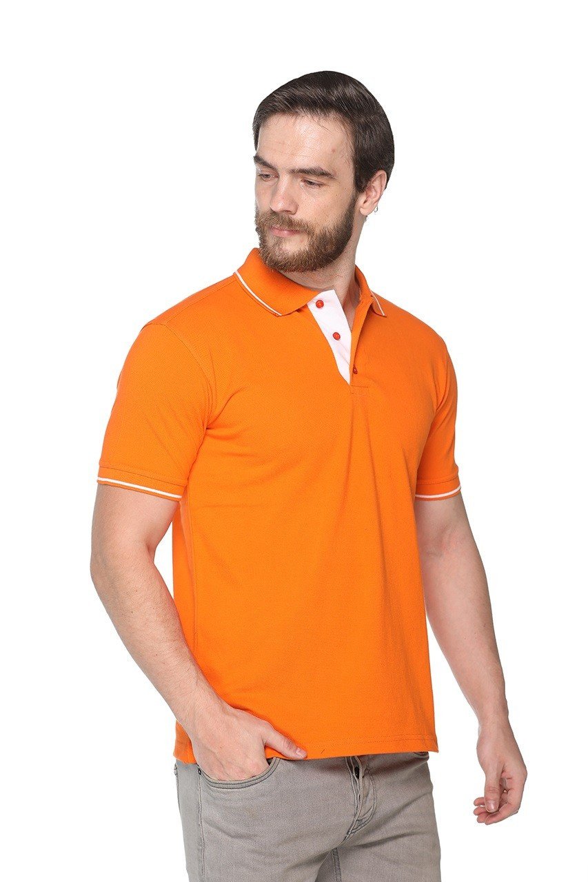 Pikmee Highline Orange Polo T-shirt white Single Tipping