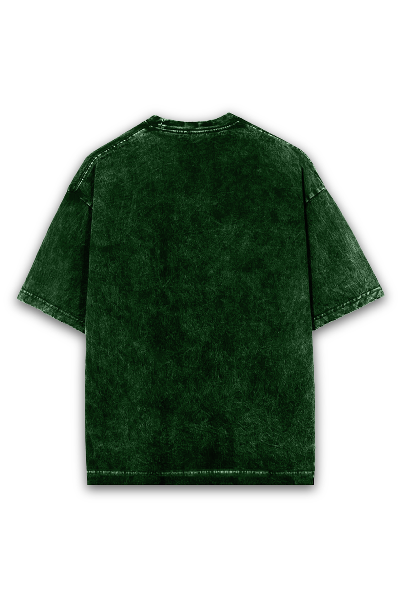 Green-Oversize Acid wash plain t shirt