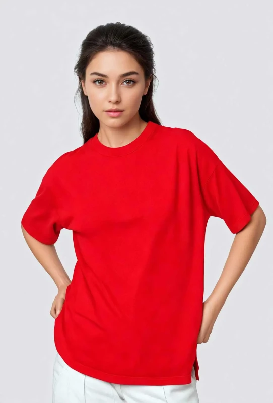 Red-Women's cotton Oversize T-Shirt Manufacturer