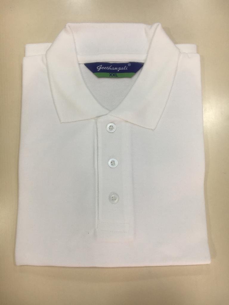 White-Geethanjali Polo Neck T shirt