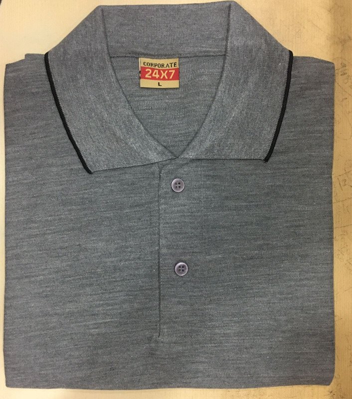 Grey-Corporate Polo neck T-Shirt (Tipping)