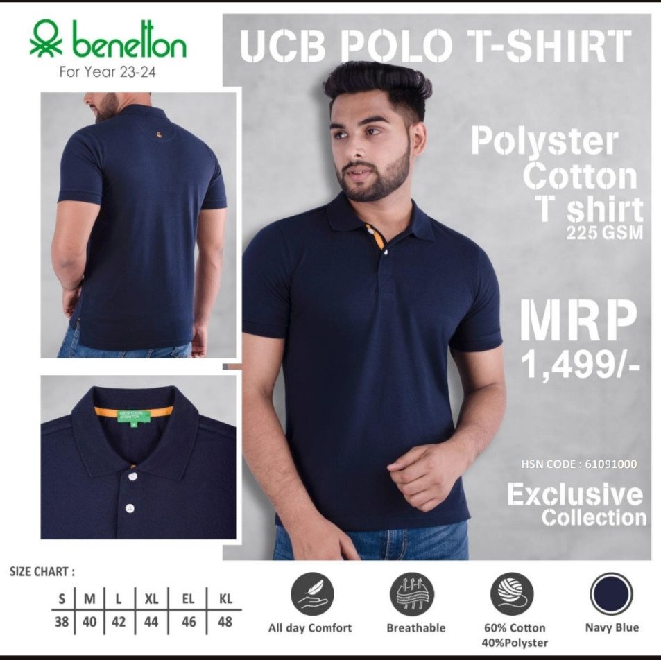 Navy Blue-Ucb Polo Neck T-Shirt