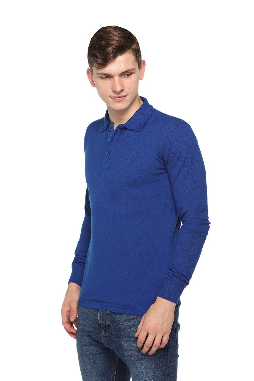 Royal Blue-Pikmee Fas-Tees Polo Full Sleeve T-shirt