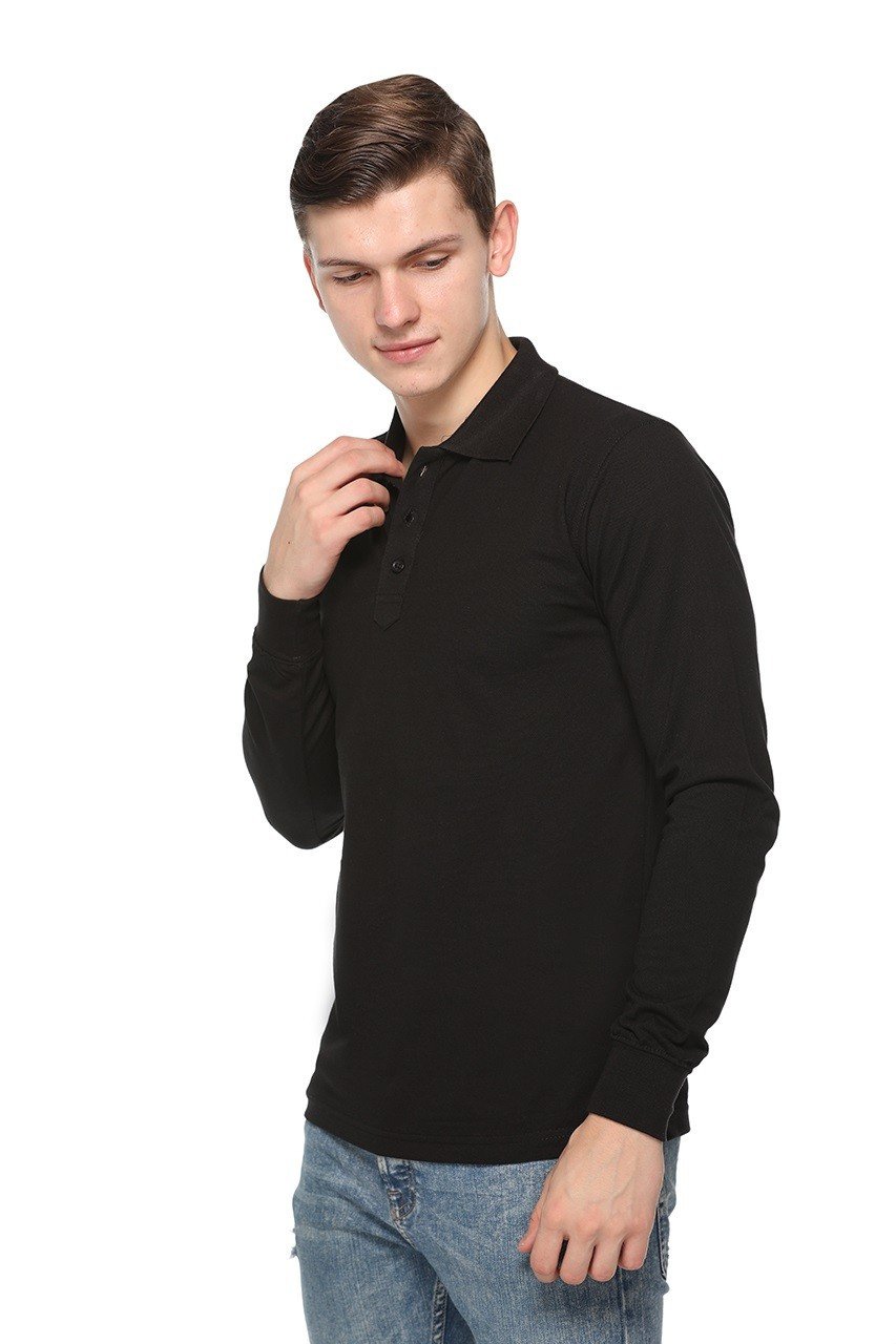 Navy Blue-Pikmee Fas-Tees Polo Full Sleeve  T-shirt