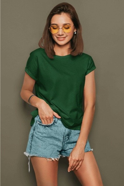 Green-Women's Unisex Plain T-shirt